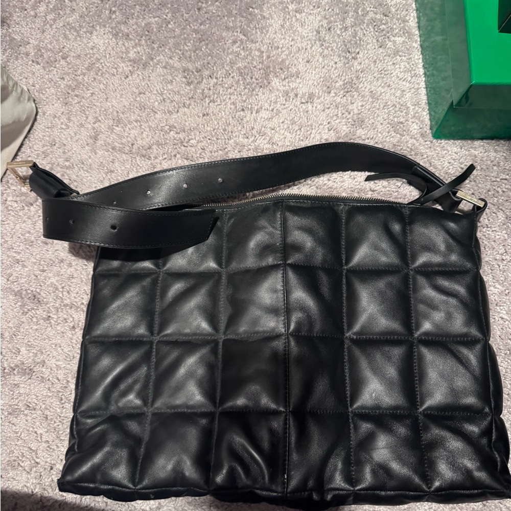 All saint Quilted Black Leather Shoulder Bag